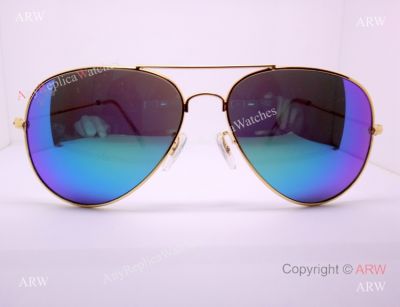 Cheap Replica RayBan Aviator Sunglasses Blue Flash Lens Gold Frame